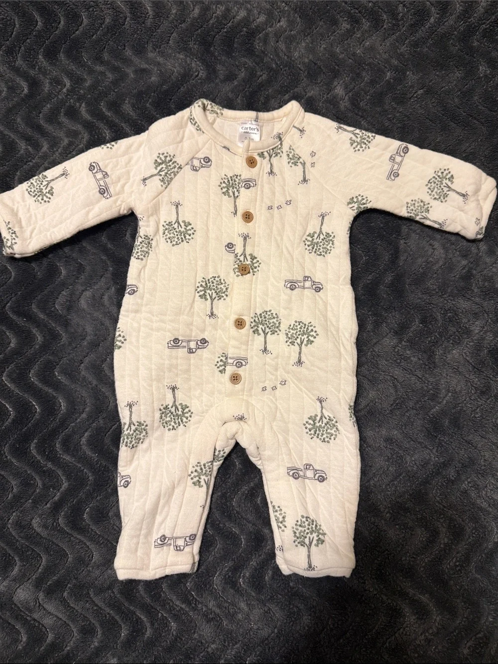 Carter's Child Of Mine Cream Quilted One-Piece with Bib